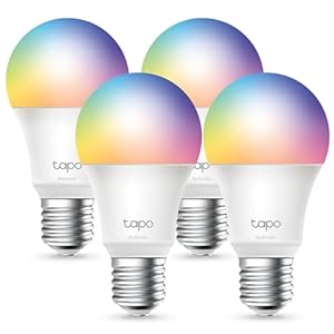 TP-Link Tapo Smart Light Bulbs, 16M Colors RGBW, Dimmable, Compatible with Alexa and Google Home, A19, 60W Equivalent, 800LM CRI>90, 2.4GHz WiFi only, No Hub Required, Tapo L530E(4-Pack)