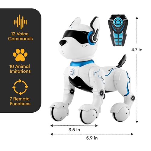 Top Race Ferngesteuertes Roboter-Hundespielzeug für Kinder, interaktives und intelligentes Tanzen, um den Welpenroboter zu schlagen, benimmt sich wie echte Hunde, Geschenkspielzeug für Mädchen und Jun