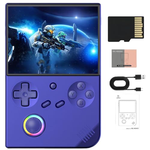 RG40XXV Console Di Gioco Portatile Retrò IPS Da 4 Pollici 640*480 Da 3200mAh Scheda TF Integrata Da 64G/128G/256G Supporta Più Simulatori Sistema Linux Con Protezione Per Schermo-Blue||128GB