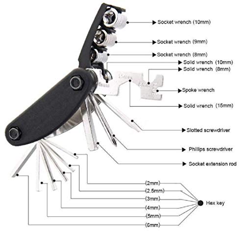 AFPIN Cycle 15 in 1 Cycle Tool kit Multi-Purpose Mountain Cycle Repair Tool kit Allen Key Spoke Cycle Tool kit Set All Cycle 4 415JjgqzcBL