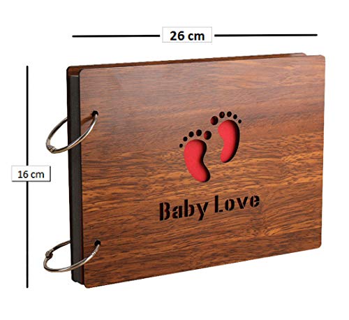 Álbum de fotos para bebés y scrapbook artesanal SEHAZ ARTWORKS, tamaño 26 x 16 x 4 cm, color marrón, para fotos 4x6 pulgadas (10x15 cm), ideal como regalo para cumpleaños, bodas y aniversarios miniatura 3
