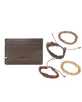 Ben Sherman Men's Credit Card Wallet & Bracelet Gift Set, Brown, Wallet Size 100 x 70mm