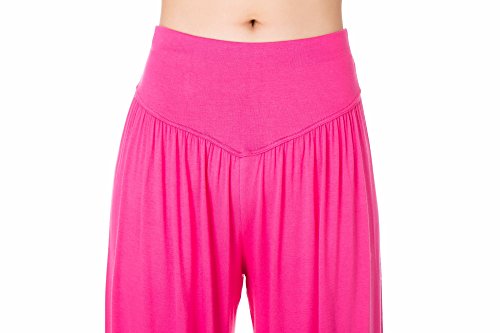 Calça feminina elástica de algodão modal macio da Lanmay para yoga, esportes, dança e harém, Rose Re