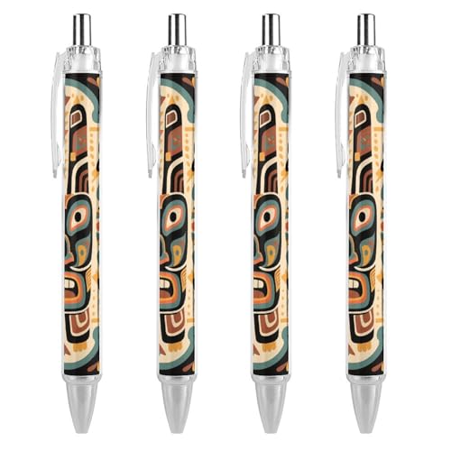 Stylos à bille rétractables ethniques Totem à pointe moyenne pour écriture noire douce