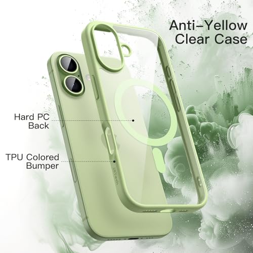 Image of JETech Magnetic Case for iPhone 17 6.3-Inch Compatible with MagSafe, Shockproof Phone Bumper Cover, Solid Color Matte TPU Frame, Anti-Scratch Clear Back (Sage)