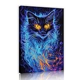 神秘的なペットアートキャンバスプリントファンタジーアニメデザイン猫ストレッチジークレーアートワーク写真寝室ホームオフィス装飾用ウォールアート30x42cmインナーフレーム