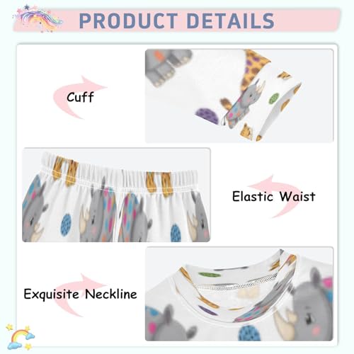 Pajama Sets Long Sleeve Animal with Spots and Tiger Soft Comfy Sleepwear 2 Piece PJS 3-8T4