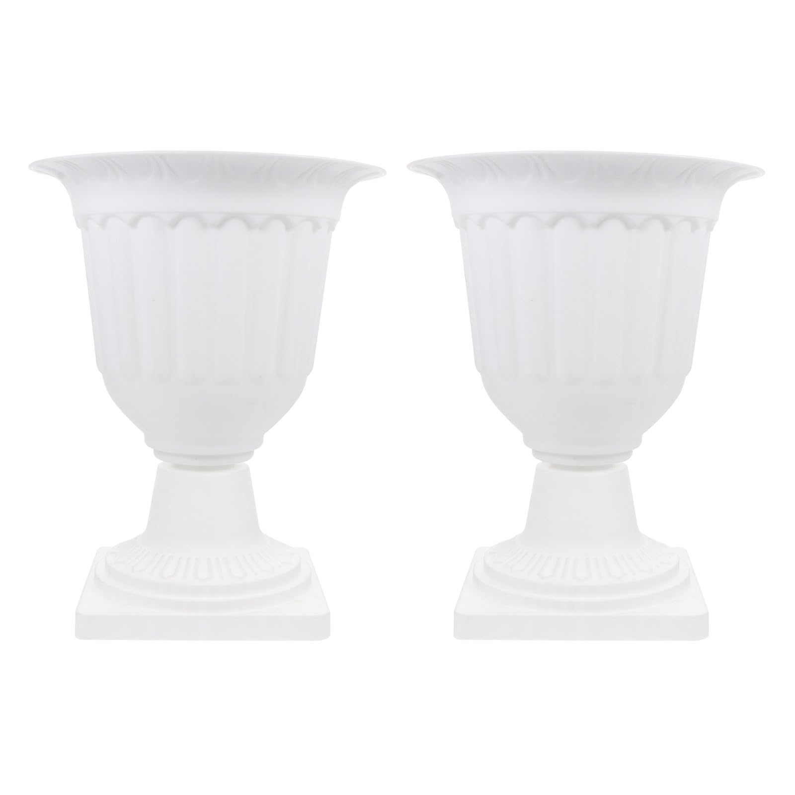 Happyyami Vintage Roman Column Flower Pots 11 Inch Plastic Planters Indoor Outdoor Balcony Porch Decorative Plant Holders White