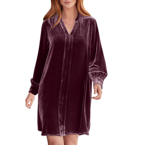 Robe chemise en velours chic pour femme et robe de soirée de Noël