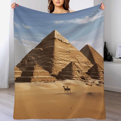 Plaid doux flanelle pour lit canapé voyage imprimé pyramide