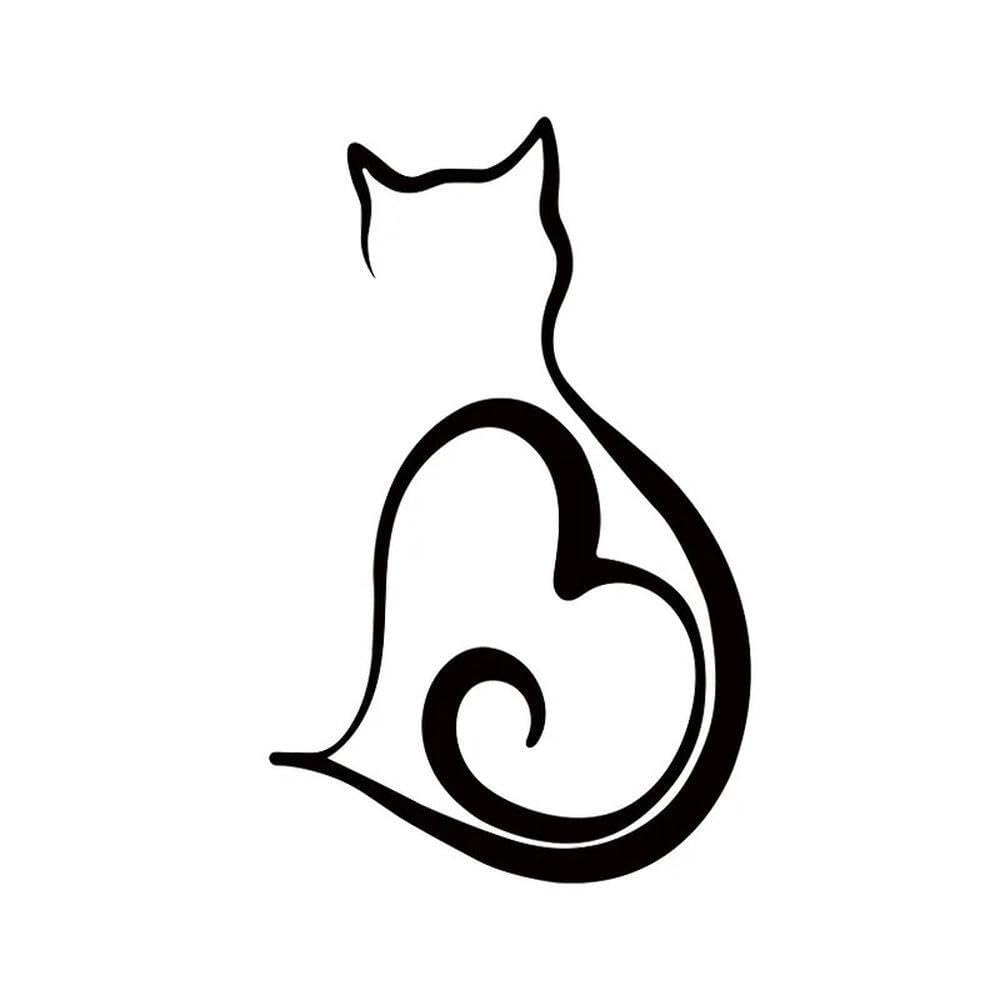2-Pack Cat Car Decal 8x13cm Vinyl Sticker for Auto Truck SUV Window Exterior(Black)