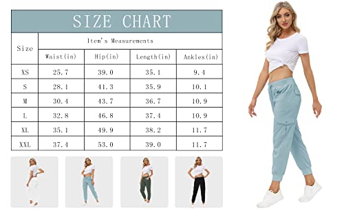 Mofiz Womens Lightweight Hiking Pants With Pockets Quick Dry Athletic Outdoor Summer Travel Casual Sweatpants Cargo Pant For Women Dusty Blue 2Xl #TOP6
