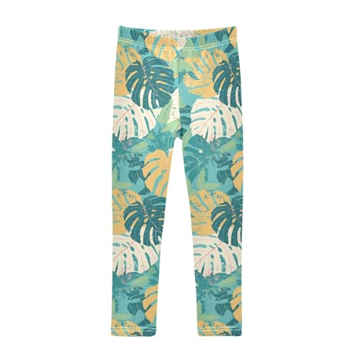 KLL Leaves Monstera Blots Little Girls Leggings Stretchy Full Length Pants Gym