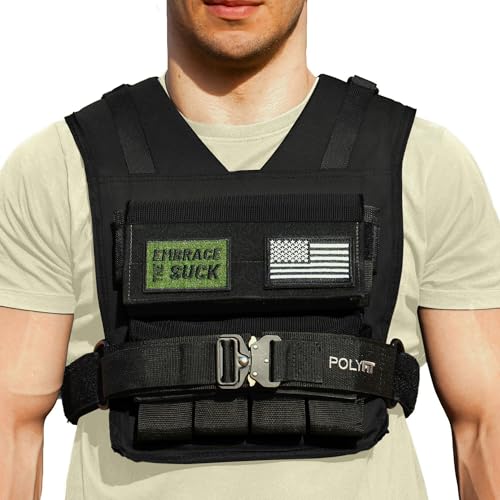 Adjustable Weighted Vest for Men and Women - Weight Vest with Iron Weights - BLACK - 16KG