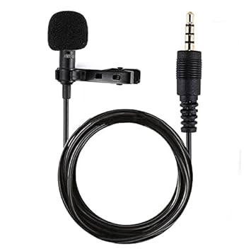 ESSELKAY Dynamic Lapel Collar Mic Voice Recording Filter Microphone for Singing Microphone Wired 3.5mm Plug Guide Lecture YouTube Smartphones, Black
