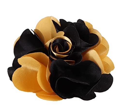 Vittorio Vico Mens Two-Tone Flower Lapel Pin - Handmade Flower Lapel Pins for Men Suits - Elegant Tuxedo Accessories - Unique Gifts for Him, Husband, Father, Groom (One Size, Gold/Black)