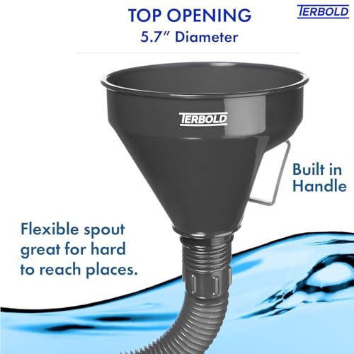 Image of Automotive Flex Funnel with Hose | Wide Mouth Flexible Oil Funnel for Automotive Use - Gas, Transmission Fluid, Car Fuel, Oil Change (Grey)