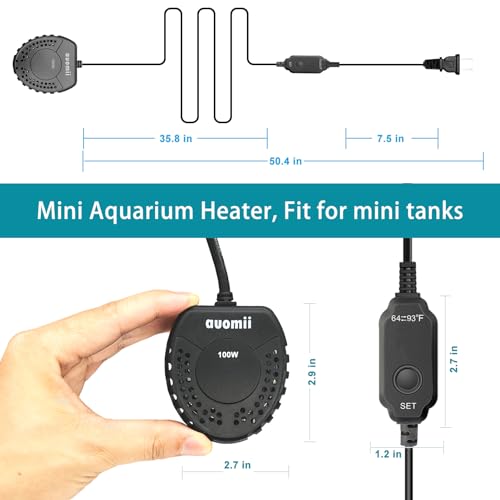 Image of Aquarium Heater 25W 50W 100W 150W Fish Tank Heater with Adjustable Temperature External Controller for 15 20 30 Gallons (50W)