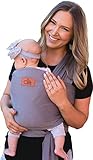 Summer Breeze Baby Wrap Carrier by Cutie Carry Breathable Mesh Active Wear Sling Leightweight Kangaroo Front Holder for Mom and Infant Grey