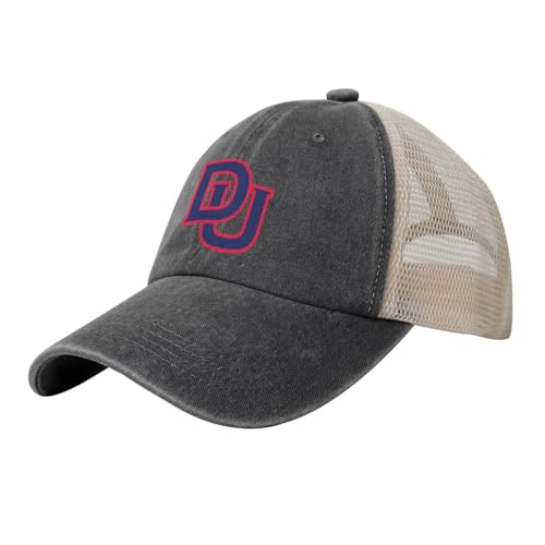 Duquesne University Hat Adjustable Athletic Vintage Washed Distressed Mesh Baseball Cap Black