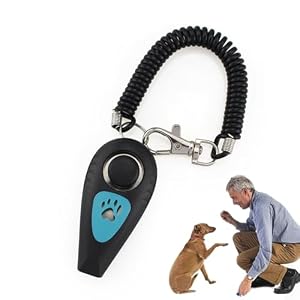 Pet Training Clicker Whistle | 2-in-1 Dog Trainer Tool Color Clicker Long Wristband | Durable Sound Signal Aid | Puppy Obedience Outdoor Indoor Training Accessory
