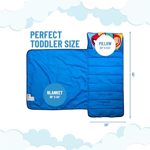 jay franco kids nap mat with embedded pillow amp blanket  soft 4634x2034 microfiber sleeping bag with name tag amp handle for school travel sleepover