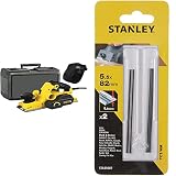 cepillo electrico stanley sodimac 3 diferentes tamaños de biselado mediante ranuras fresadas en la base de la maquina.