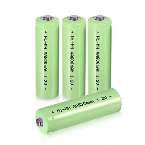 uxcell 4 Pcs 1.2V 800mAh AA Ni-MH Battery Rechargeable Batteries Button Top for LED Torch Flashlight Headlamp