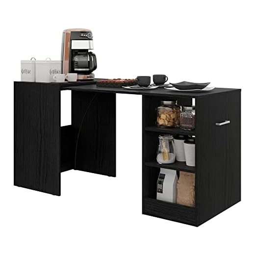 Aparador com Mesa Dobrável Cantinho do Café Ibiza Multimóveis Preto