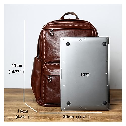 Leather Mens Backpack Fashion Travel Bag For Men Vintage Cowhide Backpack For Men(Black)3