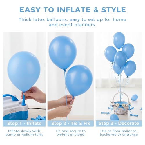 LOVESTOWN 110 PCS Light Blue Balloons, 12 Inch Bright Light Blue Latex - image 6