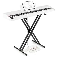 COSTWAY 88 Key Digital Piano, Full Size Semi-weighted Electric Keyboard with Adjustable Stand, Triple Pedals, Dual Speakers, for Beginners, Kids, Adults (White)
