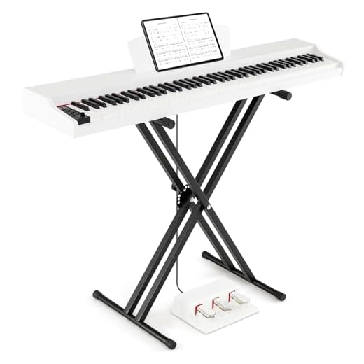 COSTWAY Piano Digital de 88 Teclas Semicontrapesadas, Piano Eléctrico con Soporte Ajustable, Modo de Teclado Dual, Altavoces Duales, 3 Pedales, Atril, Teclado de Piano para Principiantes (Blanco)
