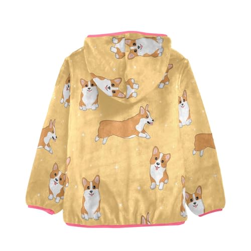 OTVEE Cartoon Corgi Dog Pattern Kids Hoodie Jacket Fall Spring Full Zip Warm Outwear Coat2