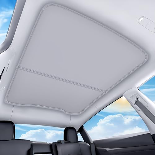 Image of 2026 Upgraded for Tesla New Model Y Juniper 2025 2026 Sunshade Roof [No Sag,Ice-Crystal Cooling Coatings] Heat Insulation Glass Roof Sun Shade for Tesla Model Y Accessories 2025 2026 Beige