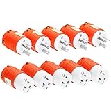 Xuhal 5 Sets 5-20 Extension Cord Ends 20 Amp 125 Volt Electrical Replacement Plug and Connector, 2 Pole, 3 Wire Grounding, Industrial Grade, Straight Blade, ETL Listed (Orange)