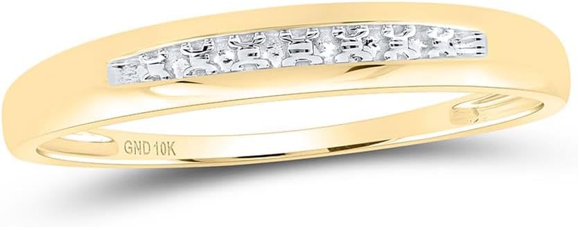 Jewels By Lux 10K Yellow Gold His Hers Round Diamond Solitaire Matching Wedding Set 1/10 Cttw, Womens Size 5-9, Mens Size 8-12