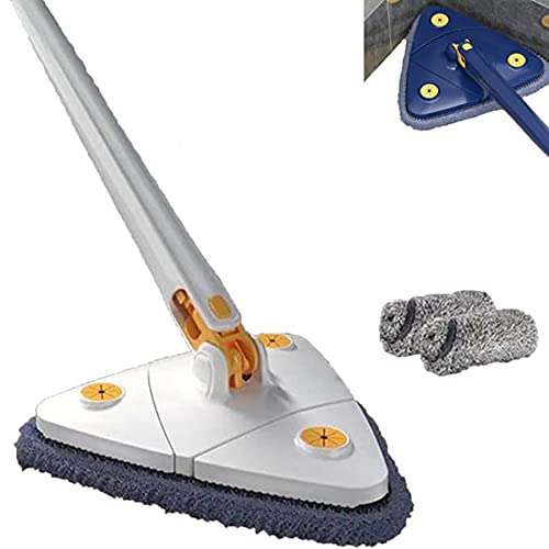 Fregona de Limpieza Triangular, Fregona de Limpieza de Pared Extensible Ajustable Giratoria de 360 Grados, Limpiador de Polvo de Vidrio HúMedo Y Seco de Microfibra RetráCtil (Bianca) Cover