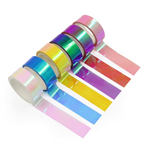 Aros prismáticos con purpurina y cinta decorativa de colores para manualidades y regalos
