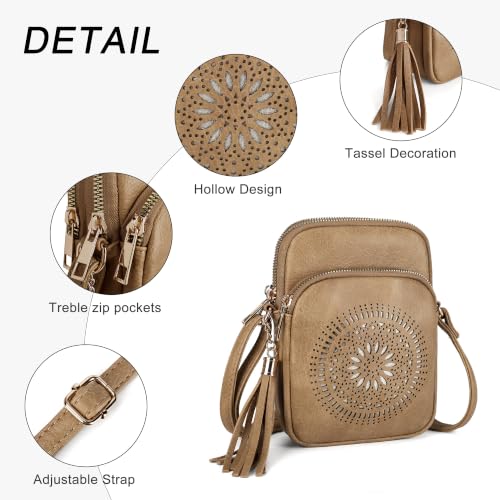 Image of AFKOMST Small Crossbody Phone Purse for Women, Triple-Zip Compartments