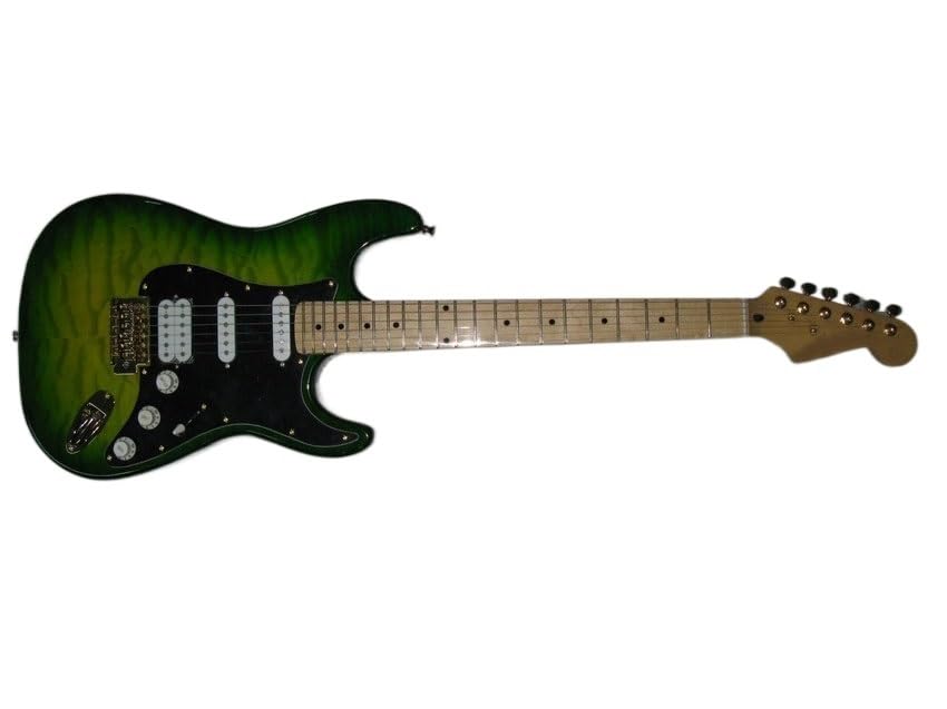 Custom 6 Electric Guitar A Flame Maple Top Gold Hardware SSH Pickup Color Green