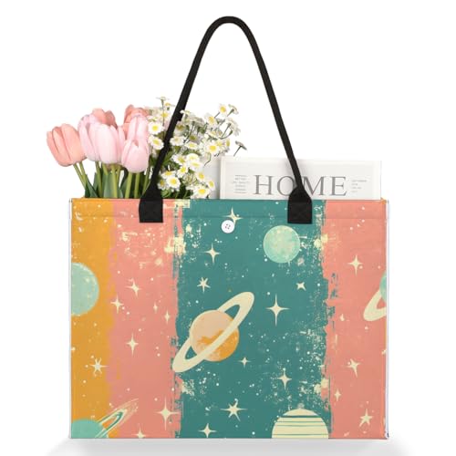 Rainbow Universe Planet Tote Bag for Women Large Beach Bag Reusable Tote Bags for Work Travel Beach Shopping3