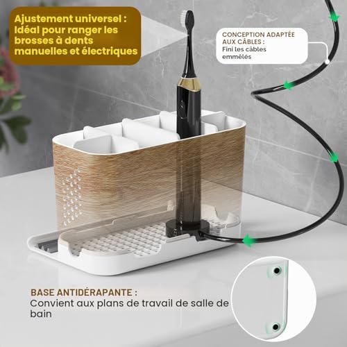 Support brosse a dent electrique avec rebord avant et passe-câbles - 4