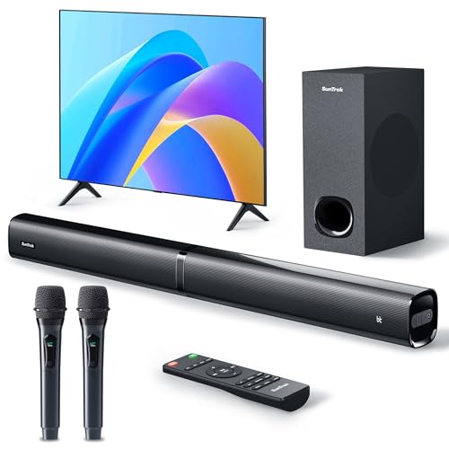 Soundbar with Subwoofer for TV, Home Theater Bluetooth 5.3 Speaker System with 2 Wireless Karaoke...