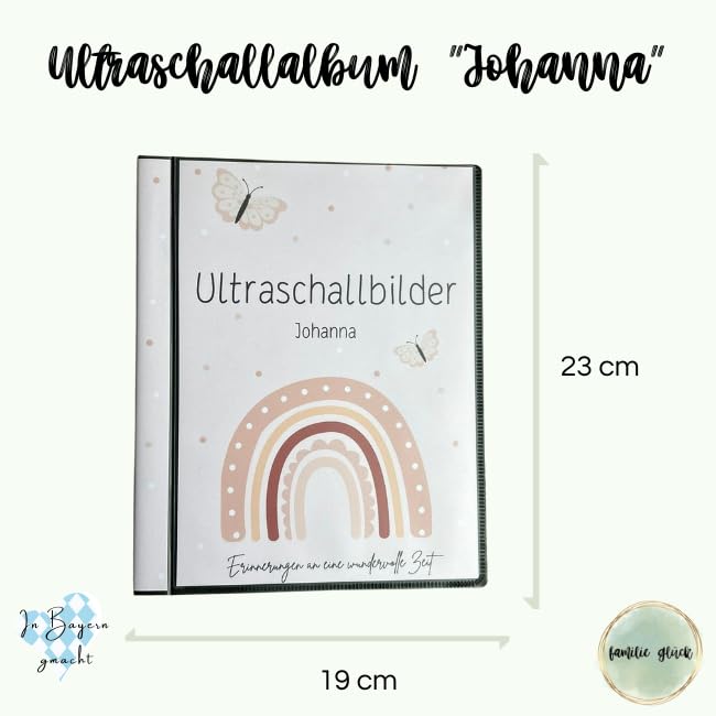 Ultraschallbilder Mappe Album für Ultraschallbilder personalisierbares Einsteckalbum stabiles Cover Erinnerungen an Schwangerschaft (mit Einlegeblättern in den Folien)