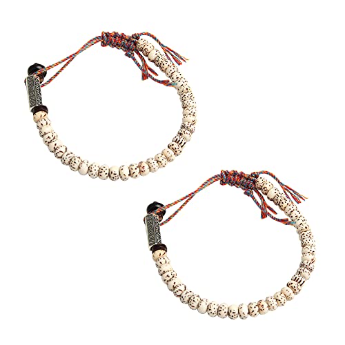 Acxico 2 pulseras tibetanas budistas trenzadas con nudo de la suerte, cuentas...