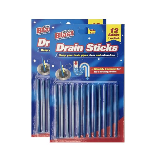 Lizzy 24 Drain Sticks | Monthly Plug Hole Blockage Remover & Deodoriser for Kitchen and Bathroom Sinks | Prevents Clogs Bad Odours | Sink Drain Cleaner Sticks for Pipes (One Size 24.0 count)
