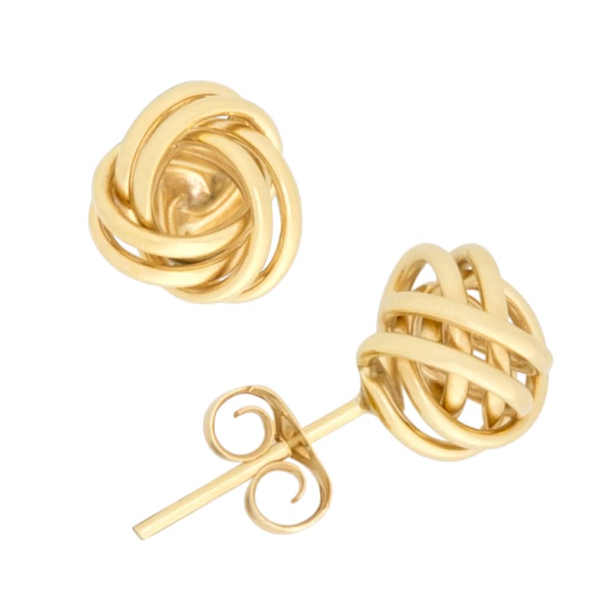 MAZZERI 14k Gold Love Knot Earrings For Women, Classic 14K Gold Knot Earrings For Women- Handmade in USA Solid Gold, Butterfly Pushback Closure, Hypoallergenic,14K Gold Earrings For Woman (7mm)