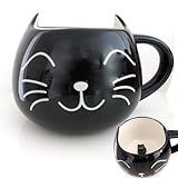Evovee Black Cat Coffee Mugs with Hidden Cat Inside Kitty Kitten Face Tea Mug Cat Lovers Halloween Cute Ceramic Cup with Ears Peeking 3D Funny Women Lady Gifts
