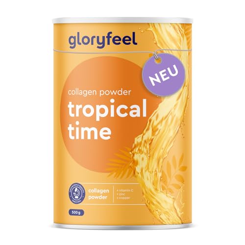 Collagen Pulver 500 g - Patentierte Kollagen-Peptide: VERISOL®, TENDOFORTE® und FORTIGEL® - mit Cofaktoren Vitamin C, Zink & Kupfer - 12.500 mg Marken-Kollagen mit leckerem tropical Geschmack
